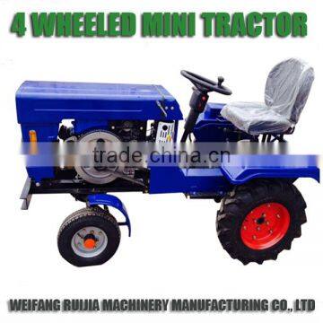 Alibaba China machinery supplier 4wd diesel mini tractor for sale! 12hp single cylinder four wheeled tractor with farming tools!