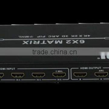 New Product High Quality HDMI 1.4 Matrix 6*2 HDMI Switch Black photo-2