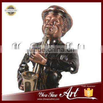 Play Jazz Saxophonist Bronze Man Staue photo-2