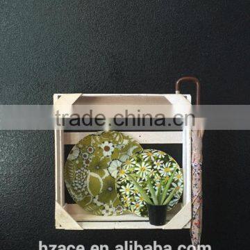 White Wooden Wall Hanging Crate Shelf / Wall Pocket