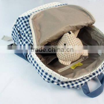 Grid Pattern School Backpack Cute for Girls With Bottons photo-2
