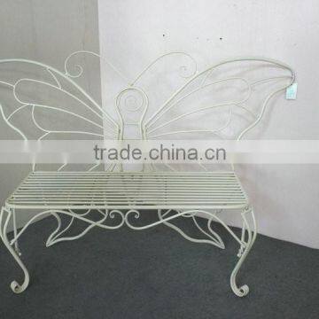 Metal White Butterfly Garden Bench photo-2