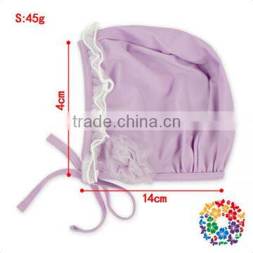 Baby Girls White Lace Ruffle Two Pieces Lavender Swimsuit With Hat photo-6