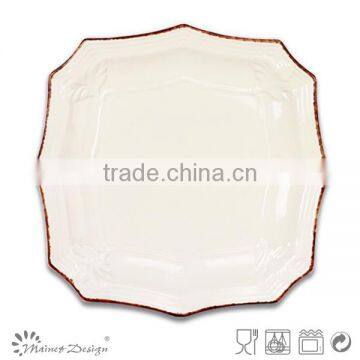 Embossed Square Shape Stoneware Dinnerware Plate photo-4