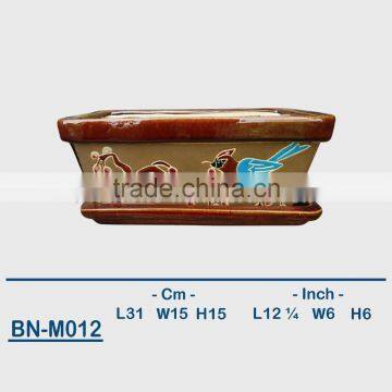 Vietnamese Ceramic Hand Carved Bonsai Mini Flower Pot BN-M012