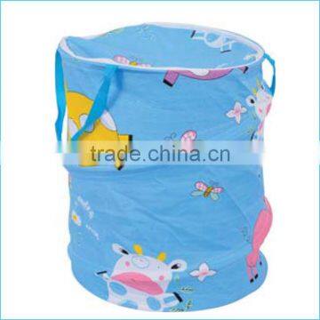 Foldable Collapsible Pop Up Cartoon Polyester Laundry Storage With Lid