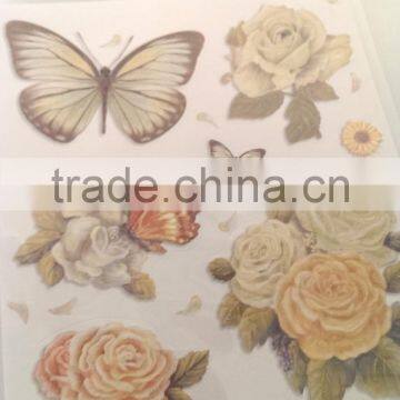 Butterfly & Rose Design Sticker in Light Green Color Way, Popular Antique Design Decorative Glitter Sticker photo-2