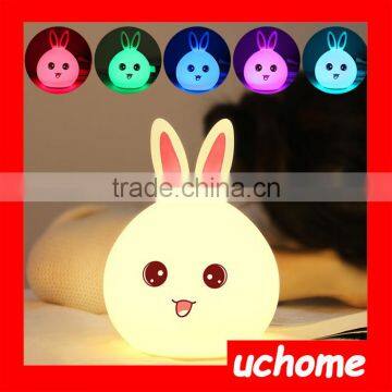 UCHOME Touch Sensor Silicone Rabbit LED Night Light 7 Color Changing Kids Lamp photo-2