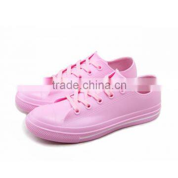 Waterproof Lace up Black White Pink Cheap New Design Low Height Girls Womens Garder Shoes Casual Gym Style PVC Rain Shoe Wellies photo-4