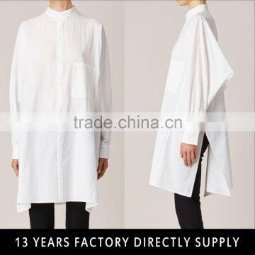 2015 F/W latest fashion shirt designs for woman long loose bating white shirt