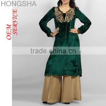 Ladies Kurta Pakistan Style Pakistani Ladies Dresses Velvet Kurti HSD1506