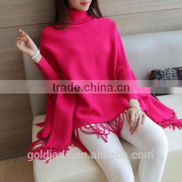 2016 Korea Knitwear Sweater New Design Poncho Cloak Sweater With Tassels photo-5