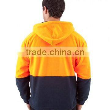 Orange/Navy Safety Jacket Full Zip Polar Fleece Hi Vis Hoodies photo-2