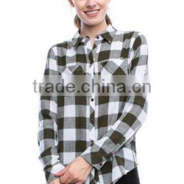 Woman Cotton Plaid Flannel Shirts photo-4