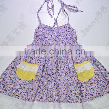 purple floral spaghetti strap girls boutique Embroidered dresses