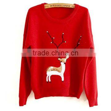2017 Womens Cotton or Acrylic Pullover Ugly Christmas Sweater Reindeer photo-1