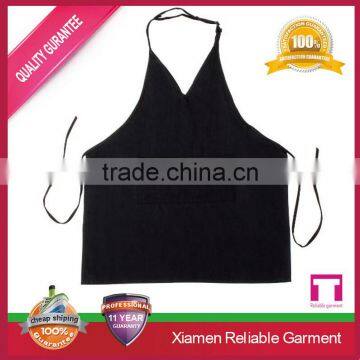 V neck black cheap bulk plain black apron for sale