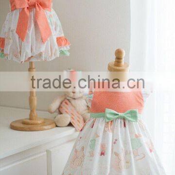 Newborn Baby Girls Clothing Kids Ruffle Printed Easter Bunny Bubble photo-4