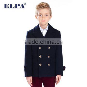 ELPA 2015 Fashion charm kids warm long wool overcoat winter dress boy wool coat with fur collar