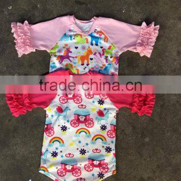 One-piece baby reglan t shirt wholesale bulk clothing cotton/spandx mixed ruffle clothes kids shirt