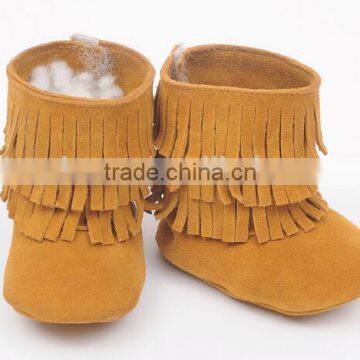 Fringed Genuine Leather Suede Baby Boots photo-4