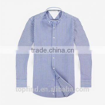 Yiwu direct factory customise stripe pattern men's long sleeve uniform shirt with 100% cotton oxford