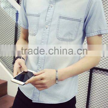 Short Sleeve Shirt Retro Plus-size Half Sleeve Lining Cowboy Clothing photo-2