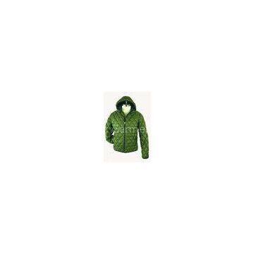 Green Fashion Anti Pilling Mens Goose Down Jacket With Polyester Lining