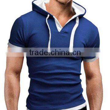 Factory OEM Services Short Sleeve High Quality Cheap Plain Two Tone Hoodie With Customized Logo photo-4