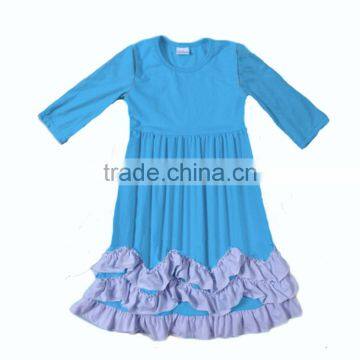 2016 Newest childresn fashion dress blue color maxi dress baby girls party dress design