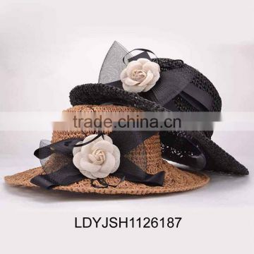 Promotional fashional type handmade large brim straw hats