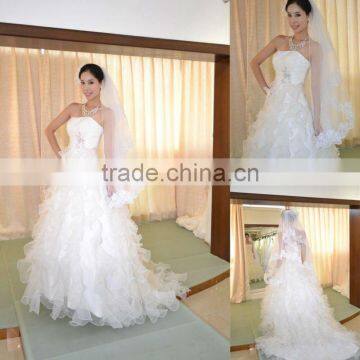 2017 bridal gowns white layer skirt new style sleeveless Wedding Dress AS210