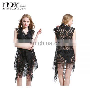 Luxury lace cover sleeveless hollow out women club dresses sexy