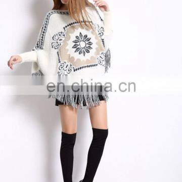 2016 Autumn Latest Fancy Tops Wool Sweater Design for Girls Cashmere Poncho photo-3