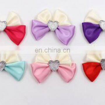 DOUBLE COLORS BOWKNOT WITH CRYSTAL CUTE BOWKNOT FOR CHILDREN HEADWEAR ACCESSORIES WEDDING CLOTHES DECORATION