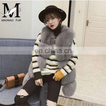 2015 Lady's Fashion Fur Vest Wholesale Women Winter Real Fox Fur Long Vest