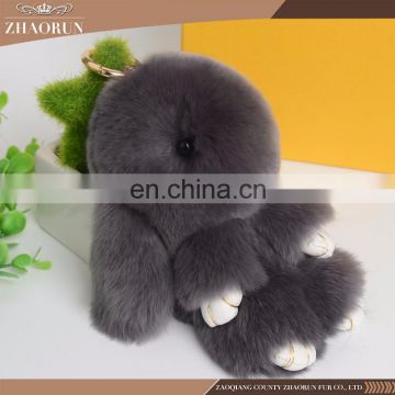 High Quality Custom Rabbit Fur Keychain For Car Decoration