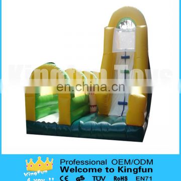 Wet inflatable water slide with pool