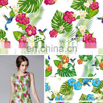 Printed Polyester &Cotton Floral Design Fabric For Women Dress