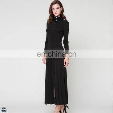 T-D072 Knit Formal High Split Long Sleeve Women Maxi Dress