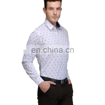 Blue & White Printed Casual Shirt