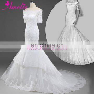 Sexy Princess Wholesale Lace Appliques For Alibaba Wedding Dresses 2016 with Sleeve