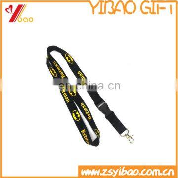 Cheap custom polyester lanyard with plastic buckle and metal hook lanyards