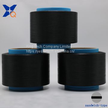 black carbon conductive polyester fiber filaments 50D/8F sandwich type for anti static harness cord/ESD Yarn/ESD Fabric-XTAA249