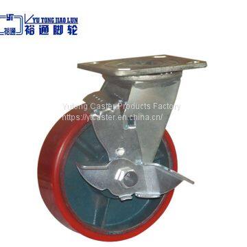 PU Cast Iron Core Caster With Brake