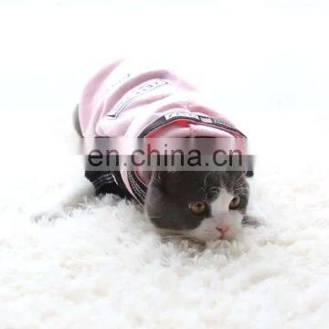 vogue Pet Little cat Kitten two feet Clothes letter applique sport hooded Overcoat