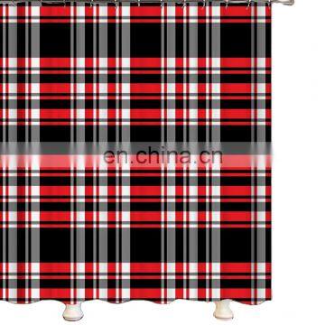 i@home custom design fabric personalized 3d black and red geometric printed waterproof shower curtain