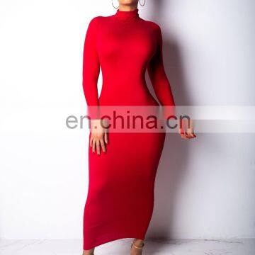 Women Lady Vestidos Ruched Long Sleeve Sheath BodyCon Midi Sexy Dress photo-5