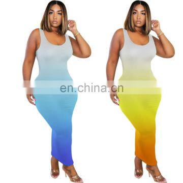 2020 New Arrivals Women Fashion Casual Dresses Ladies Bodycon Gradients Club Long Dresses Women Summer Dresses photo-2