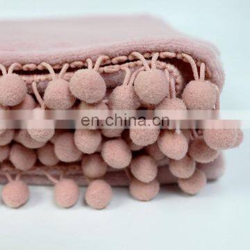 Designer Customer Pompom Blanket Flannel Fleece High Quality Bed Throw Blankets photo-3